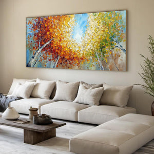 Autumn's Gaze Palette Knife Forest Landscape Oil Painting