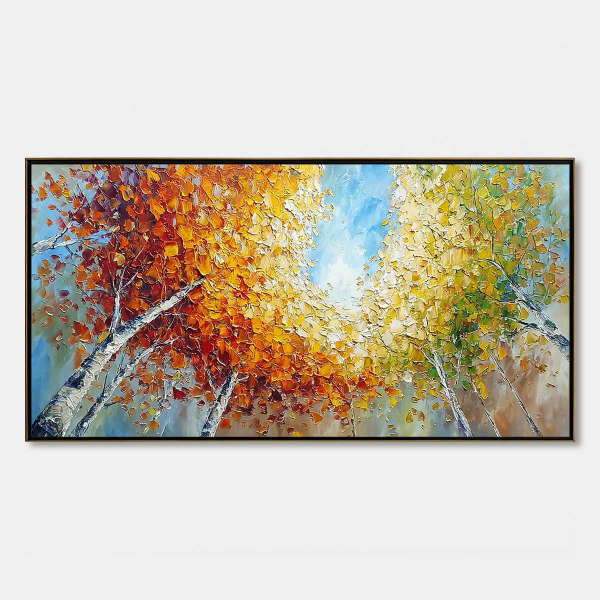 Autumn's Gaze Palette Knife Forest Landscape Oil Painting