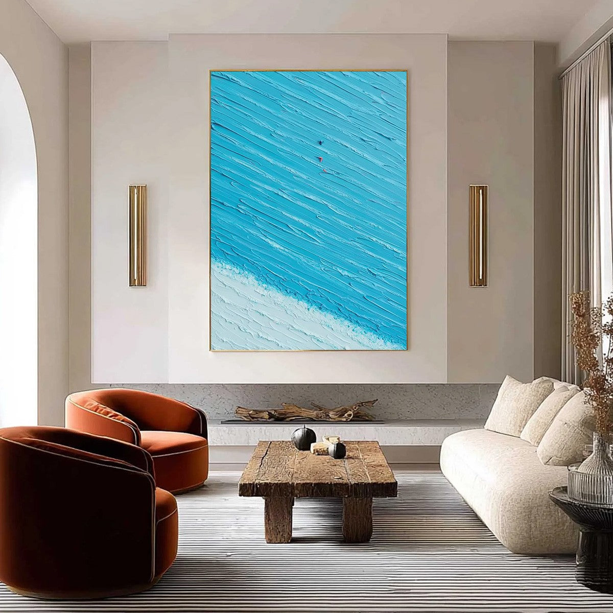 Azure Drift | Textured Abstract Beach Oil Painting Wall Art
