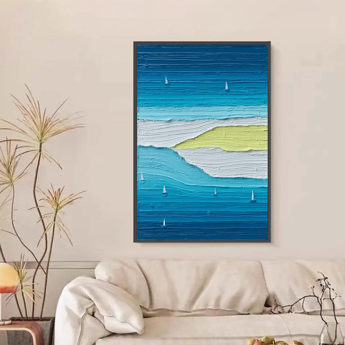 Azure Horizon Textured Seascape Oil Painting | Coastal Wall Art