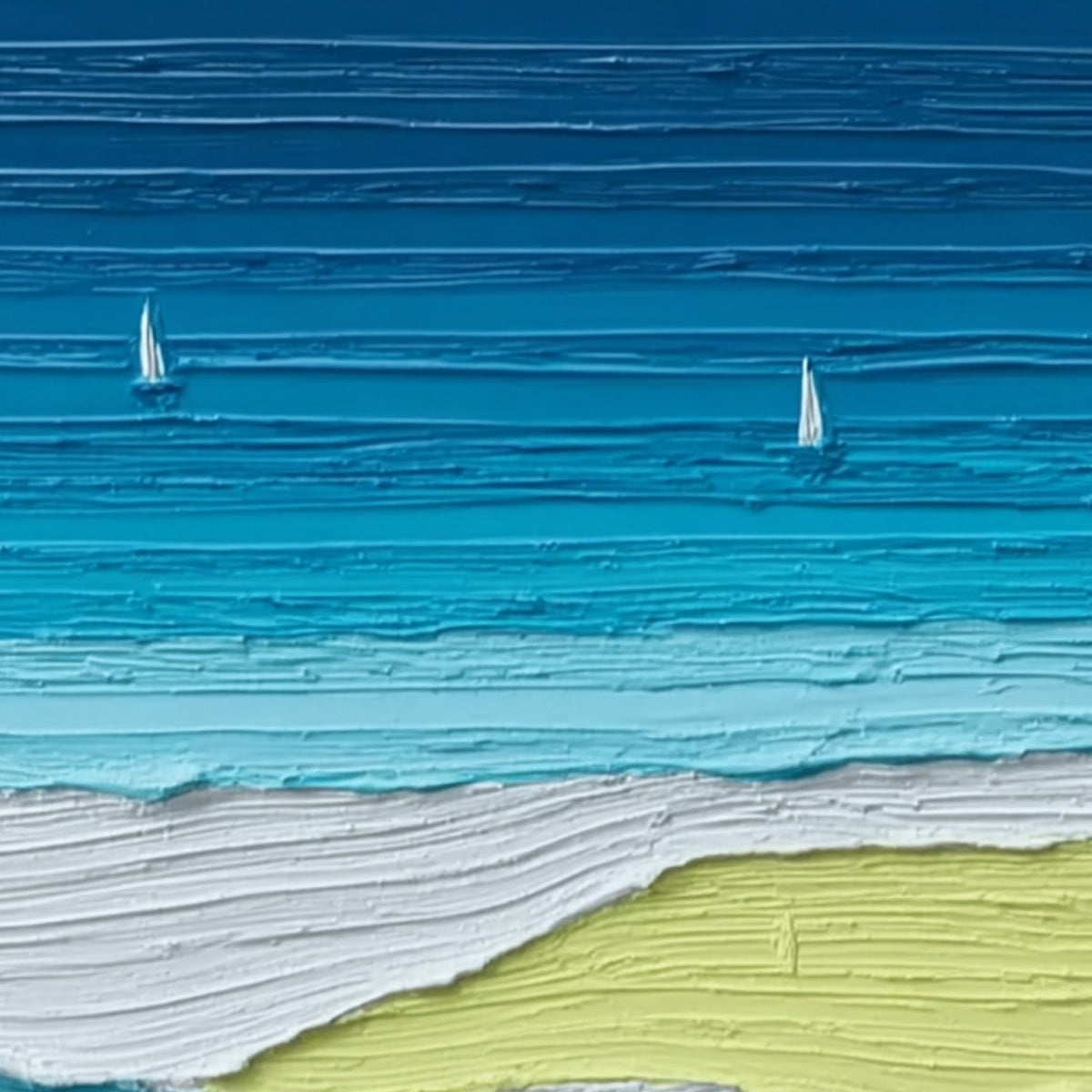 Azure Horizon Textured Seascape Oil Painting | Coastal Wall Art
