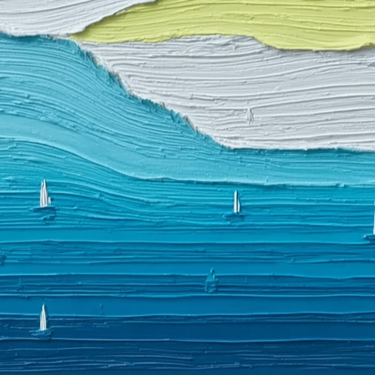 Azure Horizon Textured Seascape Oil Painting | Coastal Wall Art