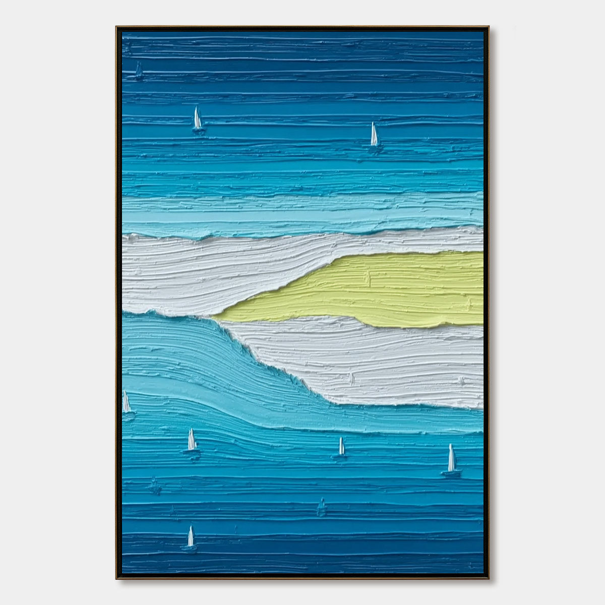 Azure Horizon Textured Seascape Oil Painting | Coastal Wall Art