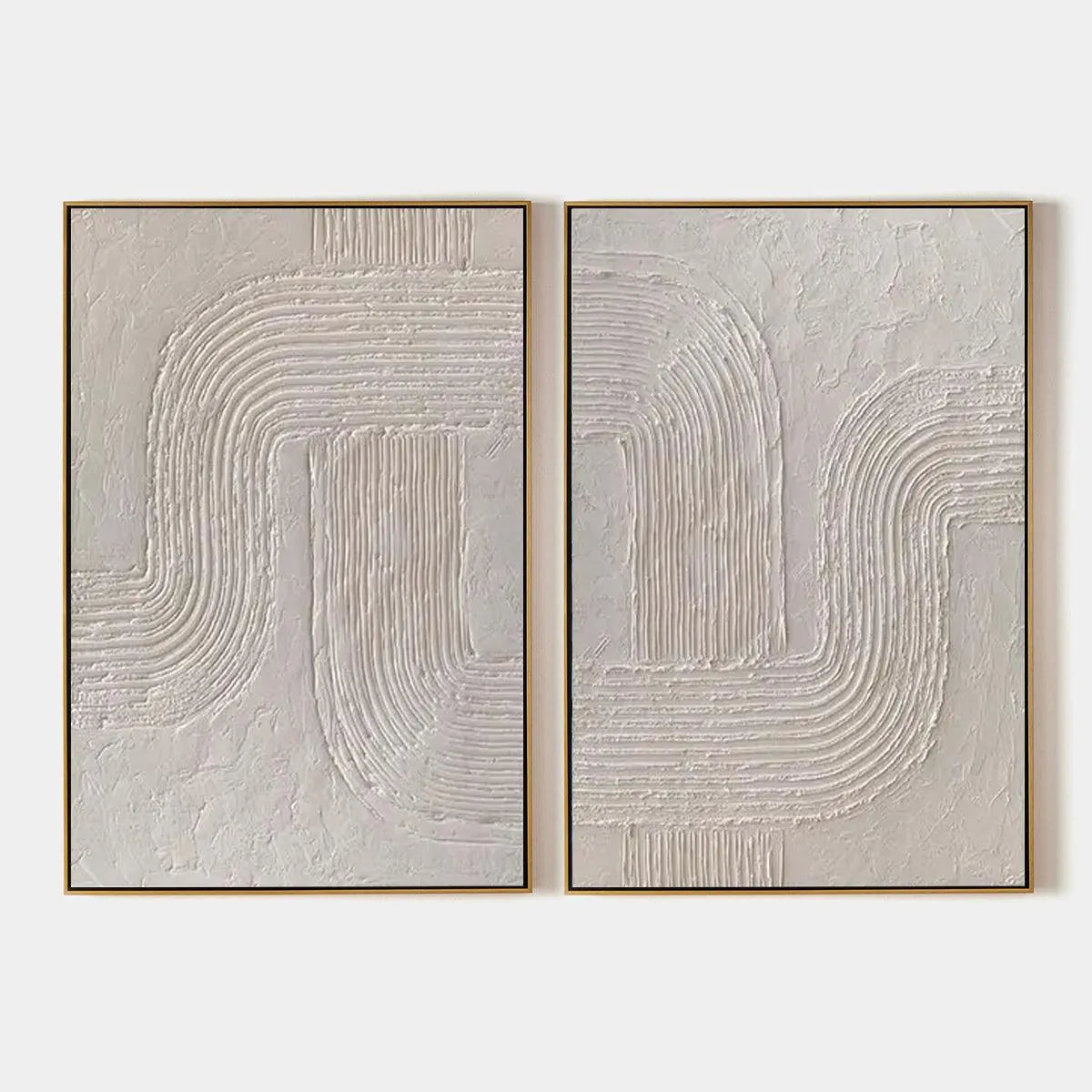 WHITE TEXTURE DUO: Set of 2 Textured Abstract Paintings