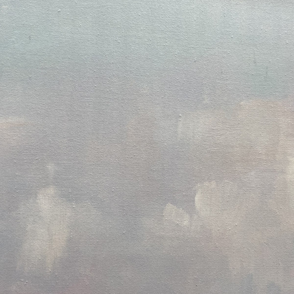 Beach Grass Panoramic oil painting artwork showcasing tall wispy grass, sand, calm ocean, and sky.