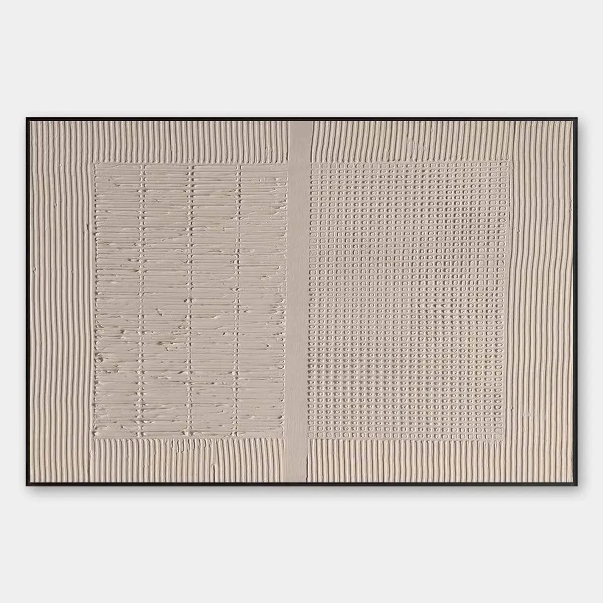 Beige Texture Diptych by Javier Ramirez - Textured abstract painting with minimalist design in neutral tones, modern decor.