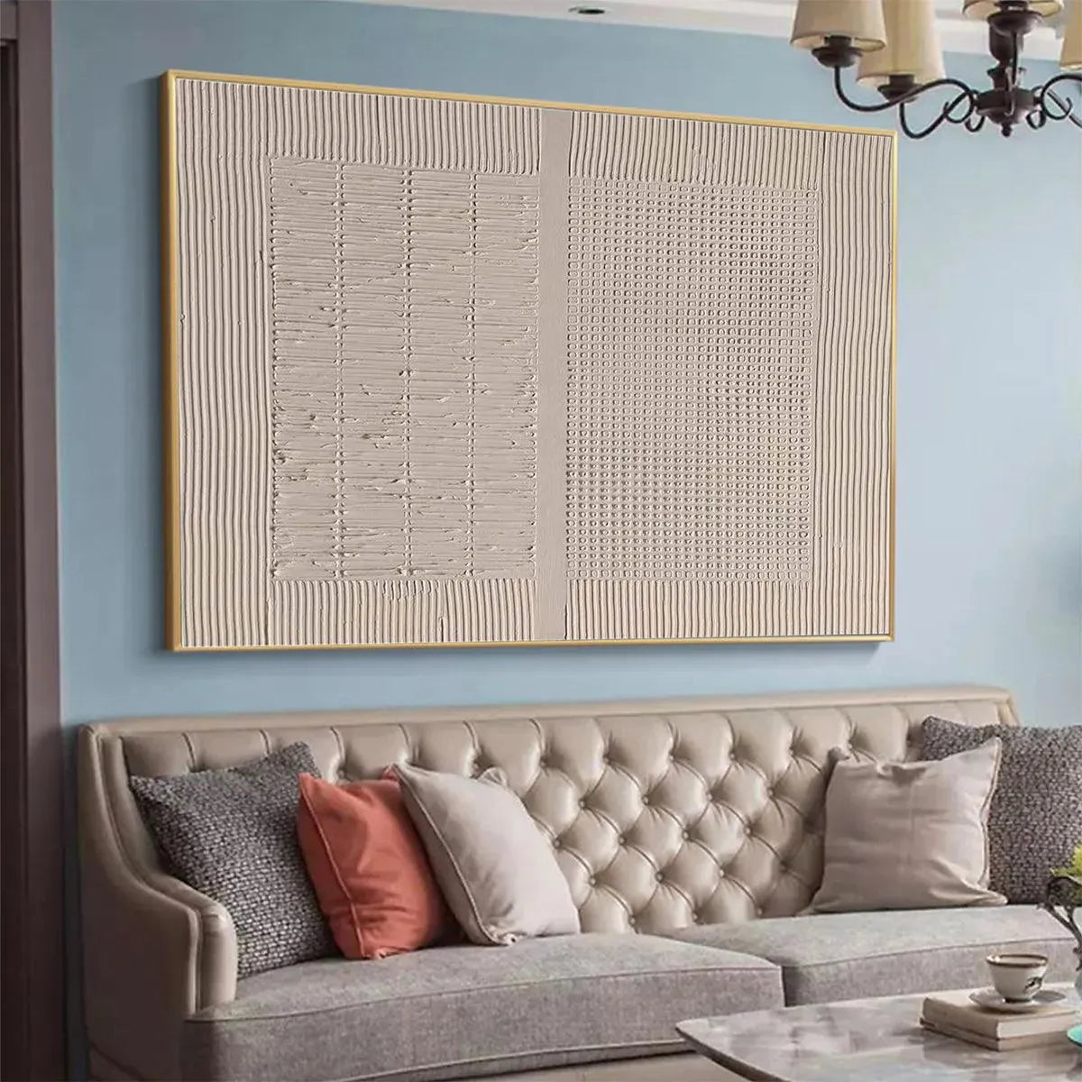 Beige Texture Diptych by Javier Ramirez - Textured abstract painting with minimalist design in neutral tones, modern decor.