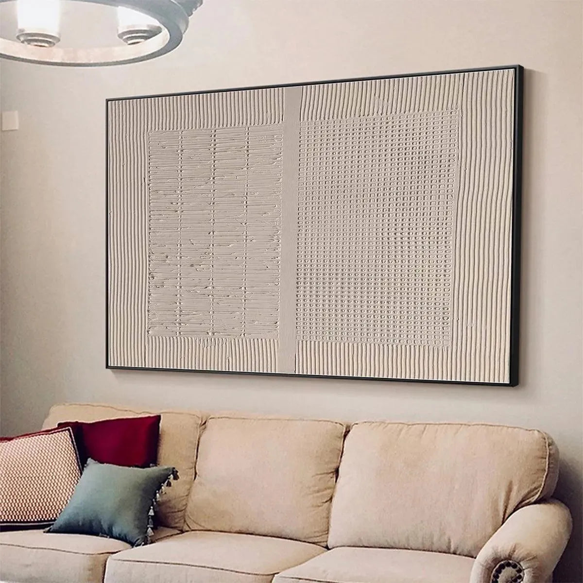 Beige Texture Diptych by Javier Ramirez - Textured abstract painting with minimalist design in neutral tones, modern decor.