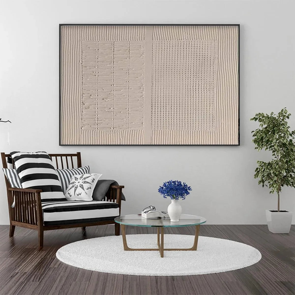 Beige Texture Diptych by Javier Ramirez - Textured abstract painting with minimalist design in neutral tones, modern decor.