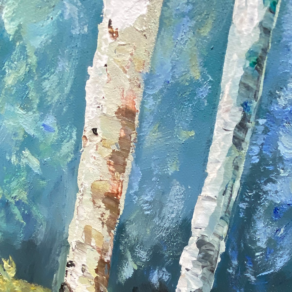 Birchlight Glade: Vertical Forest Landscape Oil Painting on Canvas