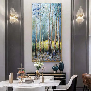 Vertical Forest Landscape Oil Painting