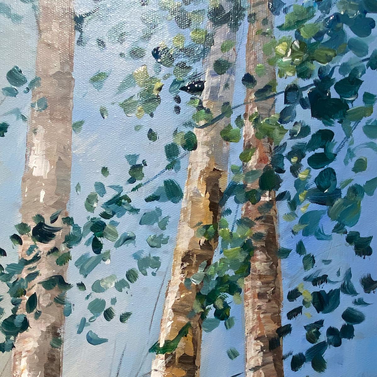 Birchlight Glade: Vertical Forest Landscape Oil Painting on Canvas