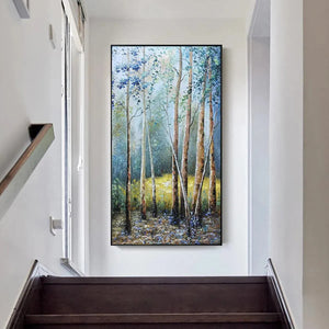 Vertical Forest Landscape Oil Painting