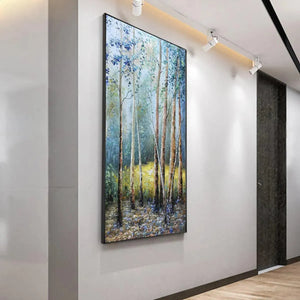 Vertical Forest Landscape Oil Painting