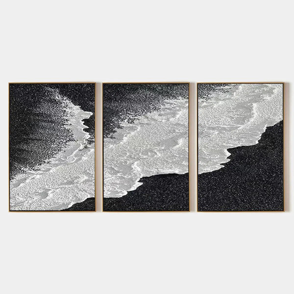 Abstract Ocean Painting Set of 3, Vertical Wall Art