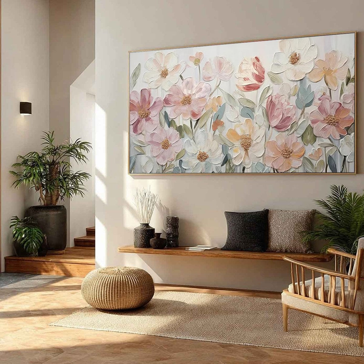 BLOOM WHISPER: Textured Pastel Floral Oil Painting