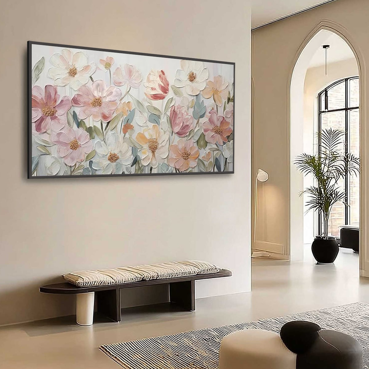 BLOOM WHISPER: Textured Pastel Floral Oil Painting