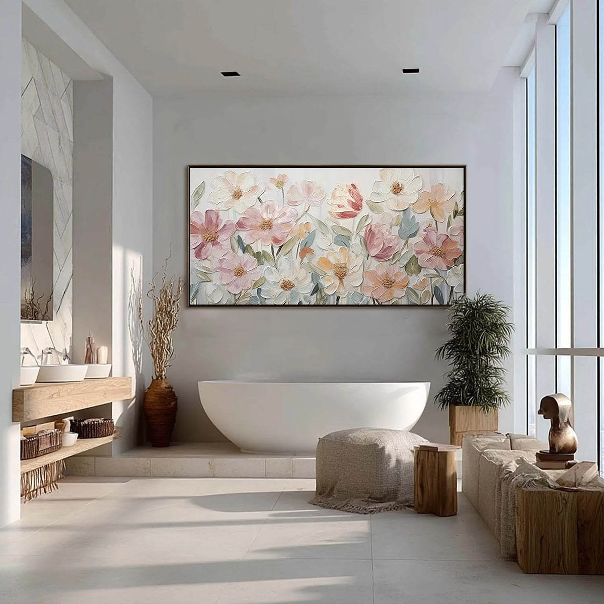 BLOOM WHISPER: Textured Pastel Floral Oil Painting