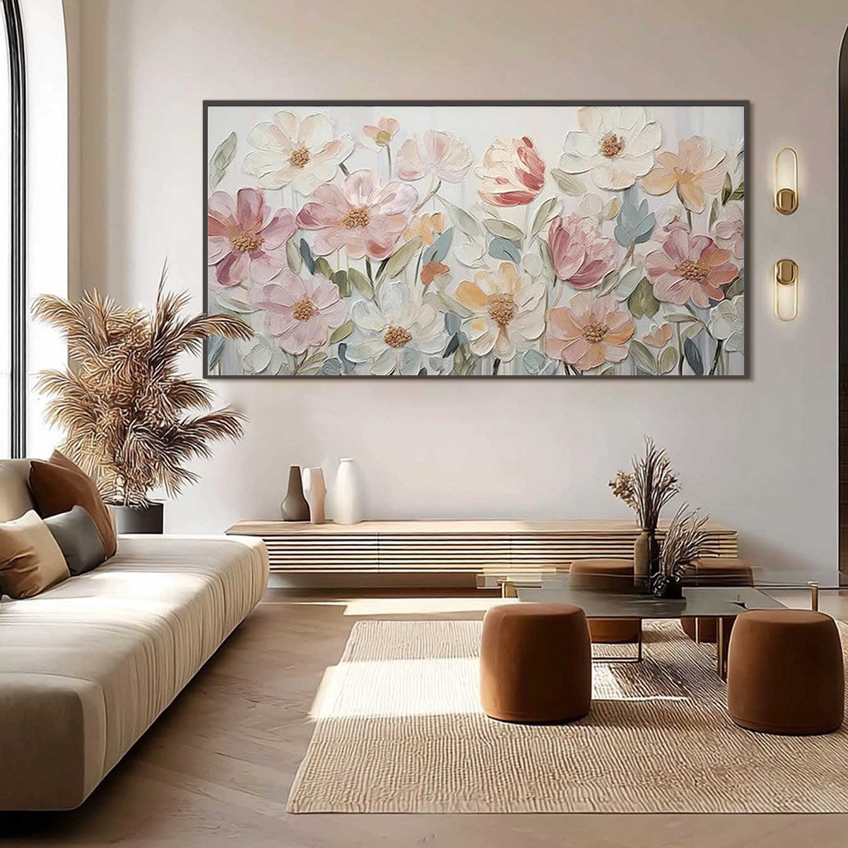 BLOOM WHISPER: Textured Pastel Floral Oil Painting