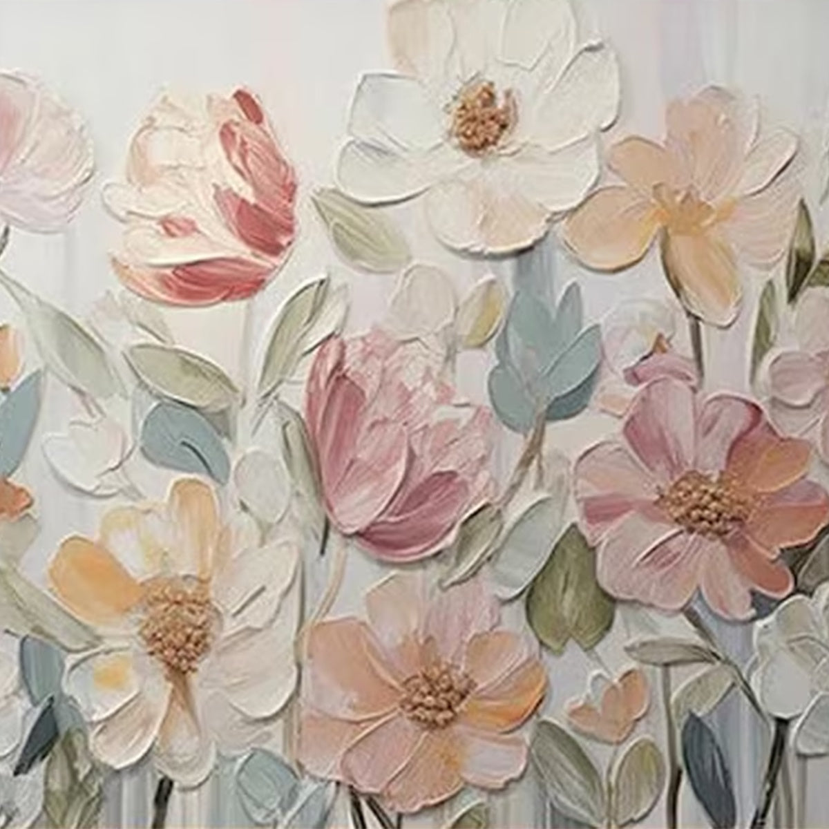 BLOOM WHISPER: Textured Pastel Floral Oil Painting