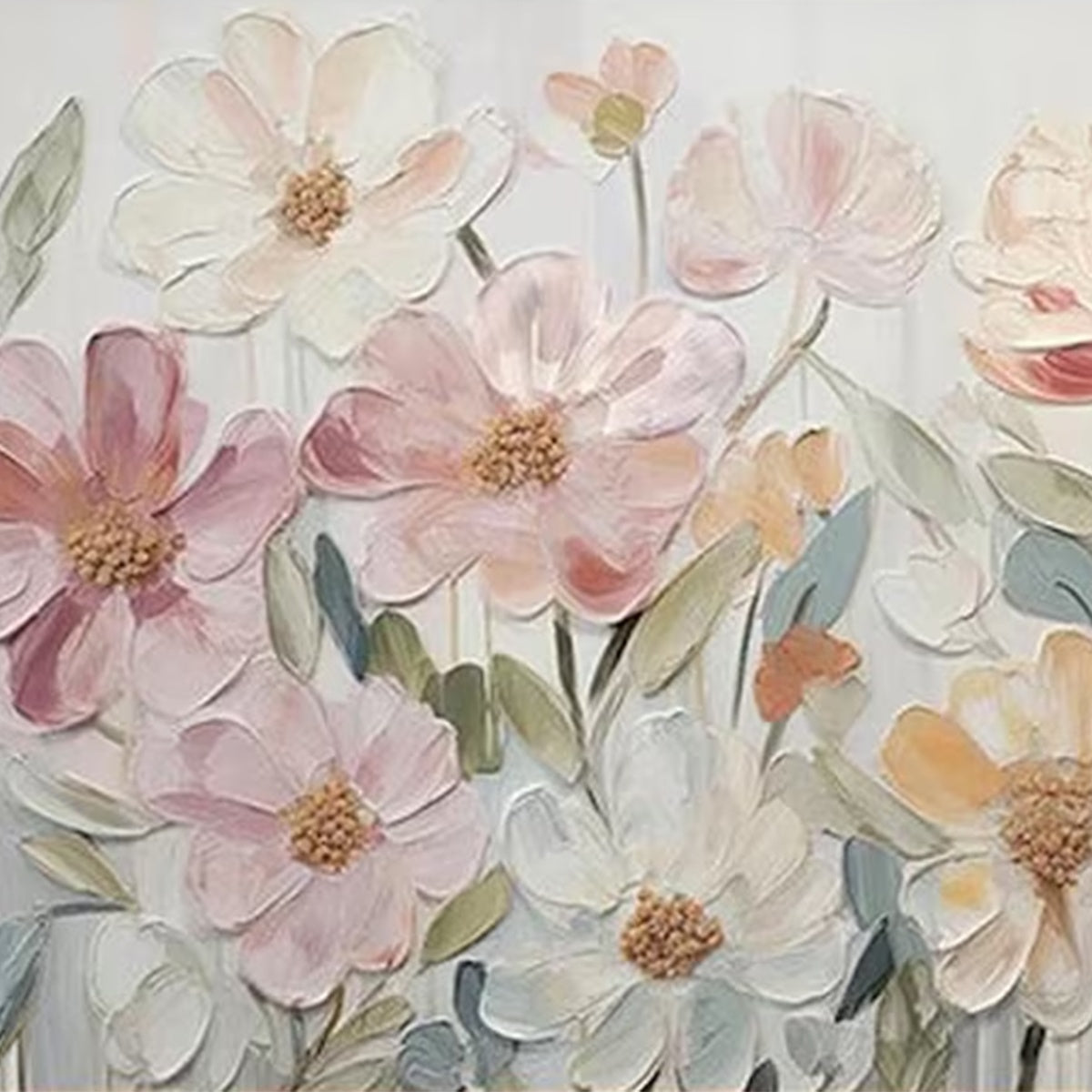 BLOOM WHISPER: Textured Pastel Floral Oil Painting