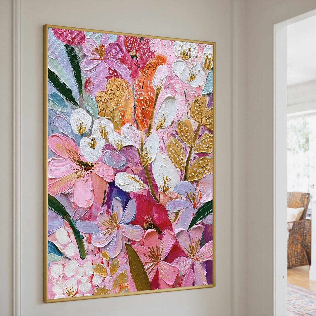 BLOOMING RHAPSODY: Textured Impasto Floral Oil Painting