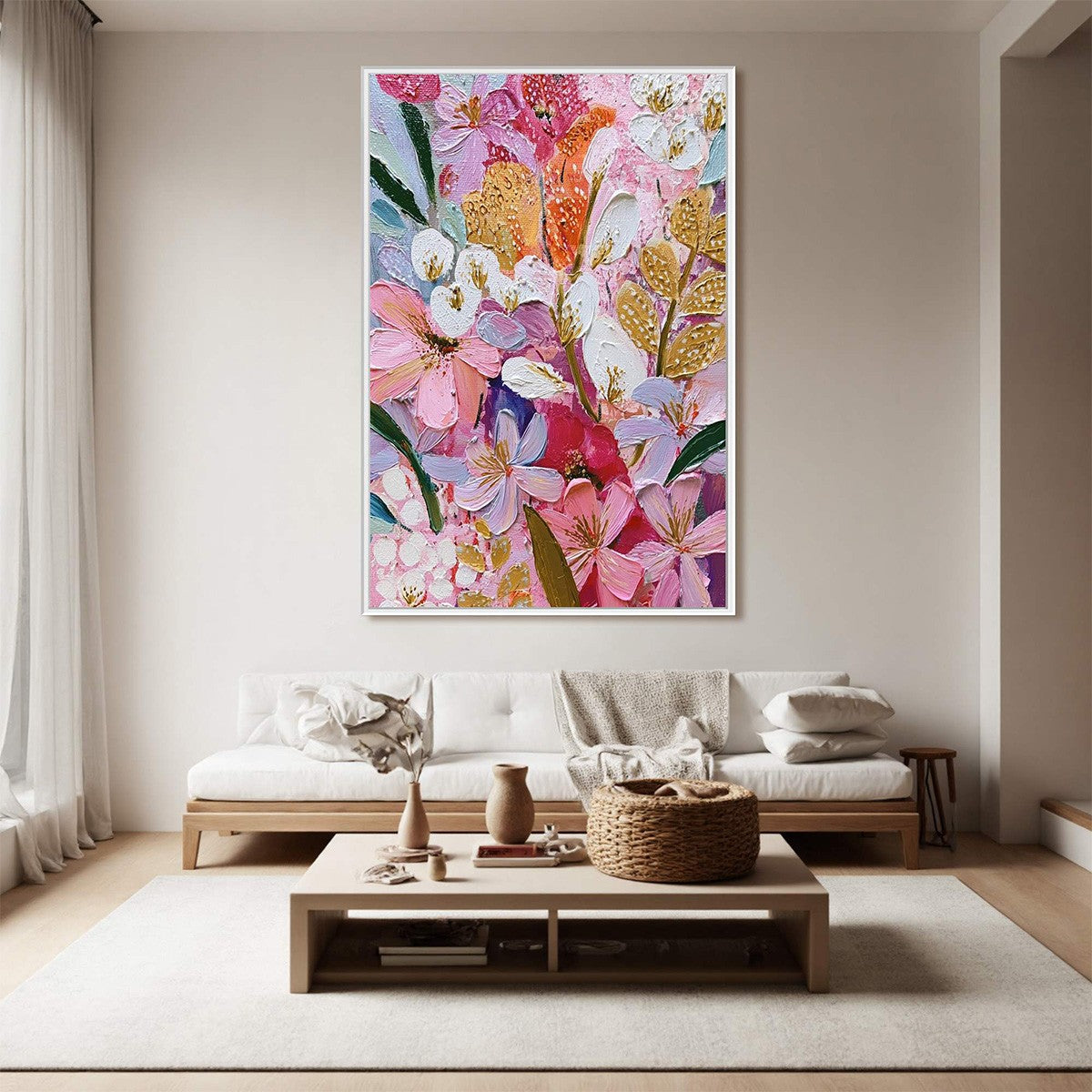 BLOOMING RHAPSODY: Textured Impasto Floral Oil Painting