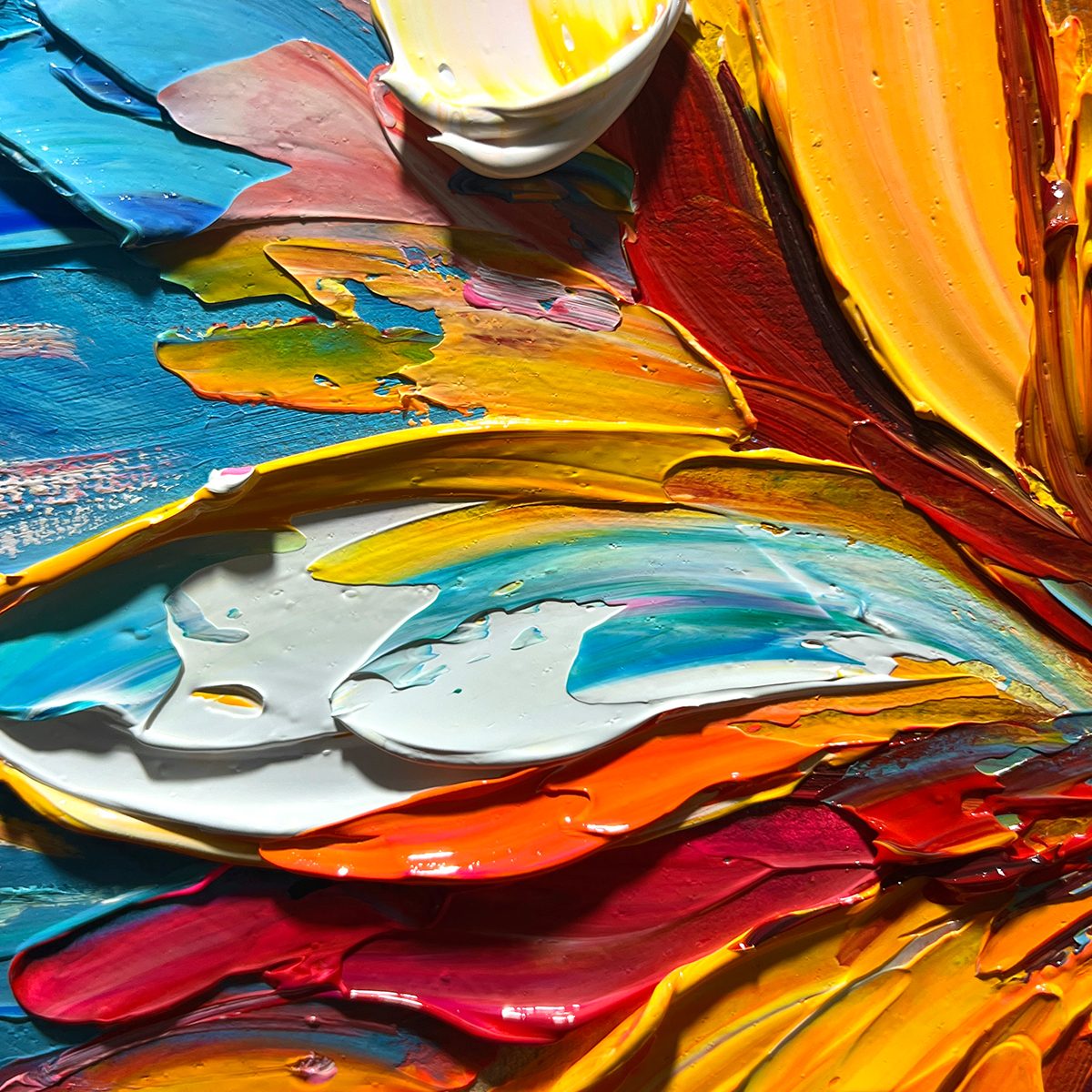 BLOOMING BURST: Textured Impasto Floral Oil Painting