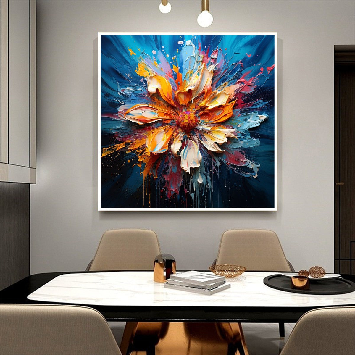 Blooming Burst: Original Impasto Floral Oil Painting - Textured Flower Wall Art Decor