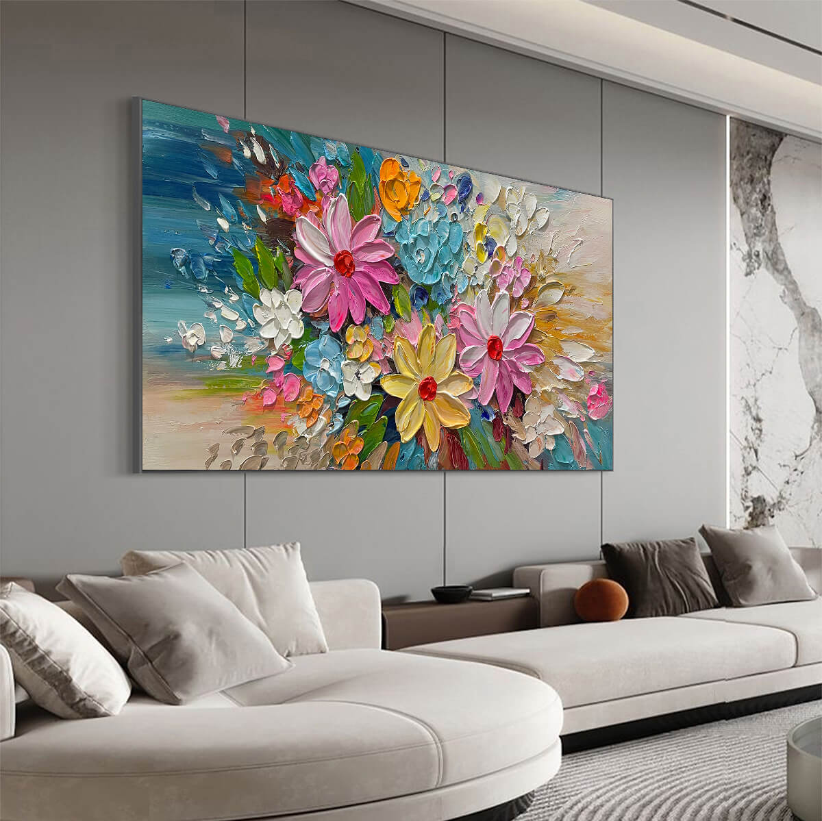 BLOOMING RHAPSODY: Colorful Floral Impasto Oil Painting