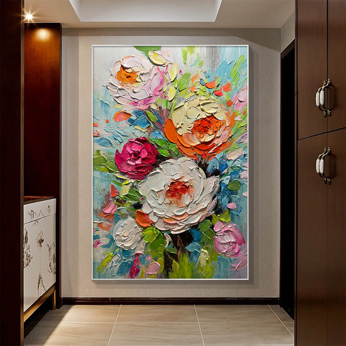 BLOOMING RHAPSODY: Colorful Floral Impasto Oil Painting