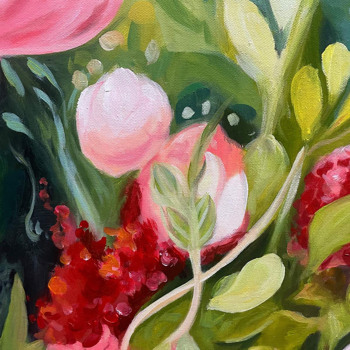 BLOOMING RHAPSODY: Textured Floral Oil Painting