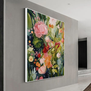 Blooming Rhapsody: Original Textured Floral Oil Painting - Colorful Flower Wall Art