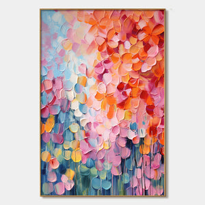 Blooming Rhapsody: Original Impasto Floral Oil Painting - Colorful Textured Wall Art