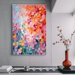 Blooming Rhapsody: Original Impasto Floral Oil Painting - Colorful Textured Wall Art