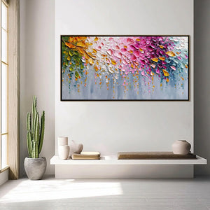 BLOSSOM CASCADE: Heavily Textured Palette Knife Floral Painting