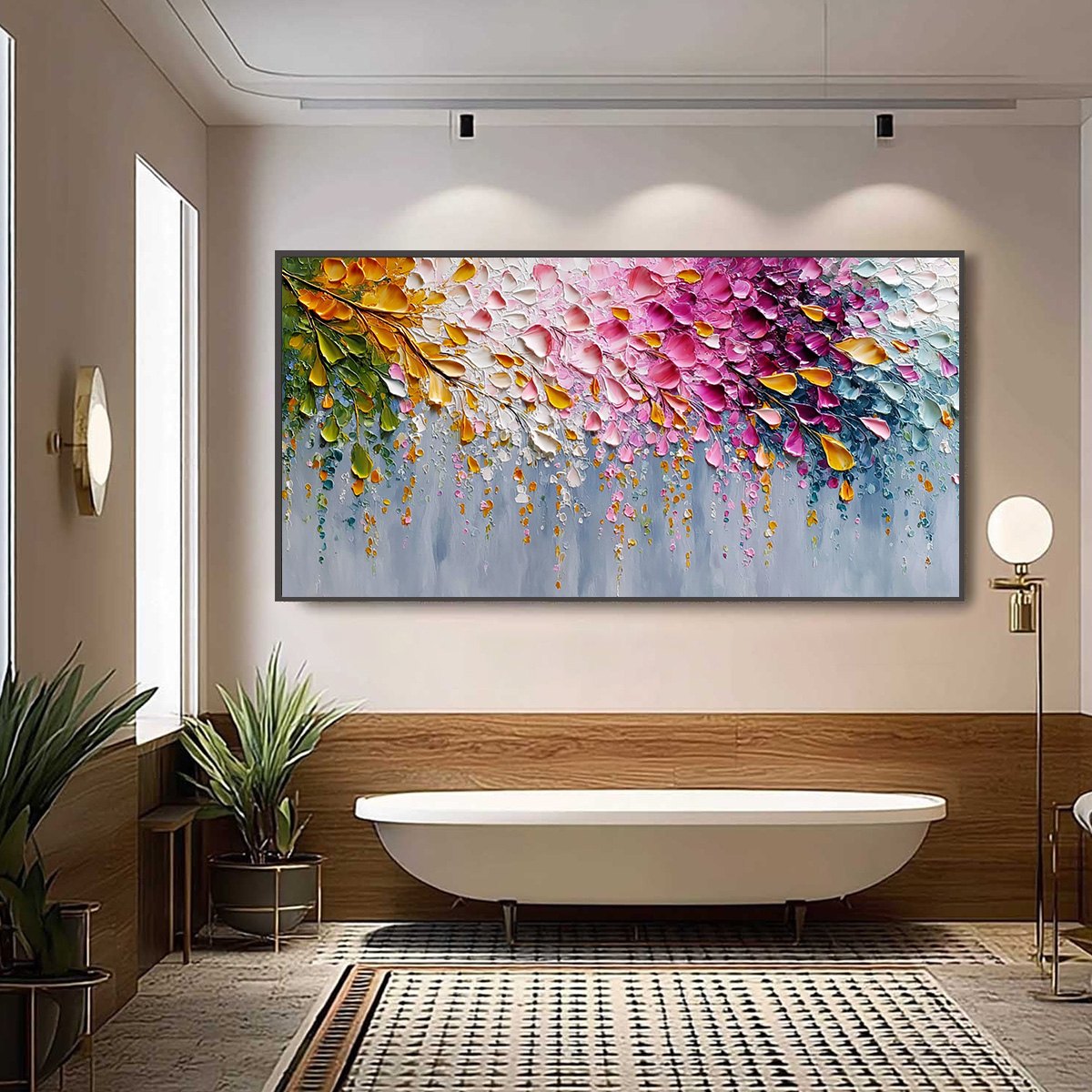 BLOSSOM CASCADE: Heavily Textured Palette Knife Floral Painting