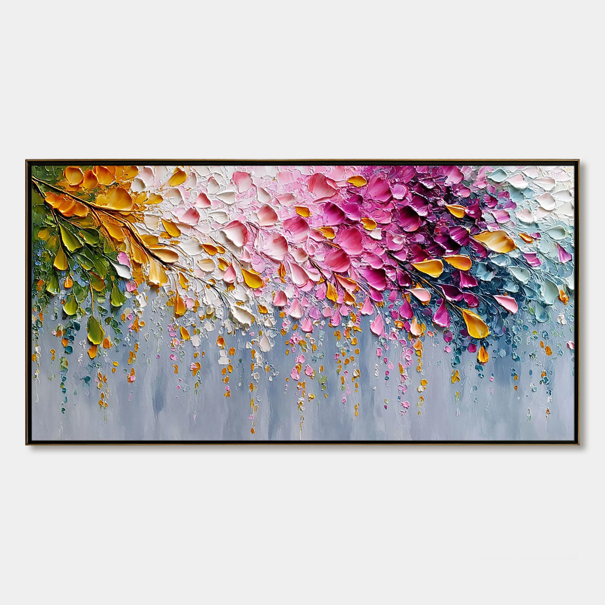BLOSSOM CASCADE: Heavily Textured Palette Knife Floral Painting