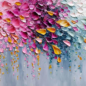 BLOSSOM CASCADE: Heavily Textured Palette Knife Floral Painting