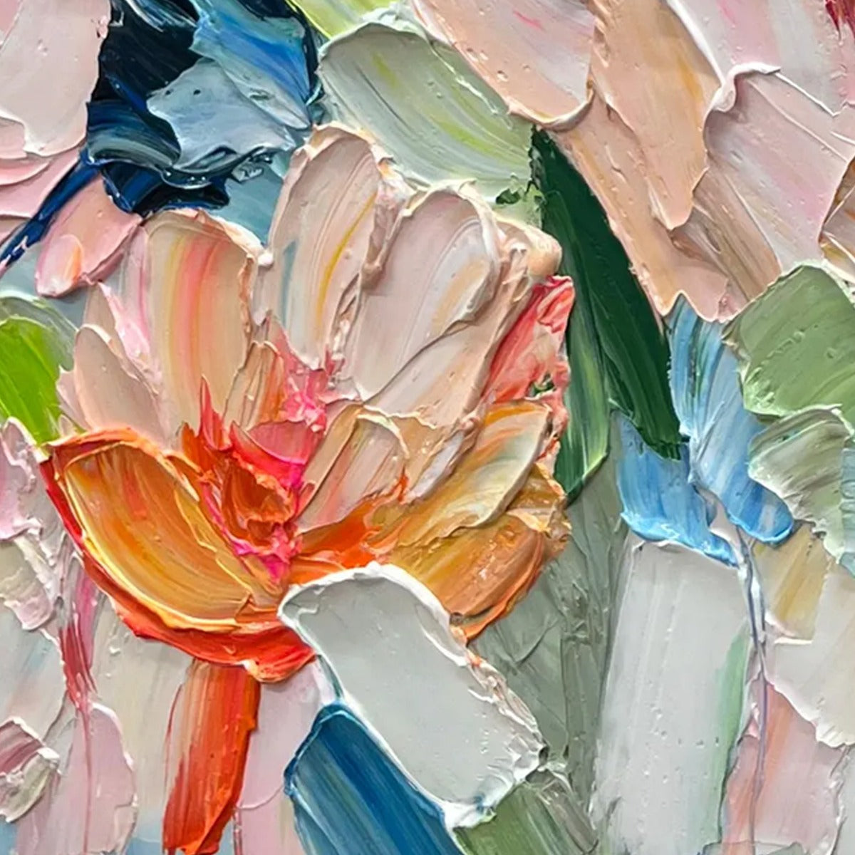 BLOSSOM CHORALE: Textured Impressionist Floral Diptych Oil Painting