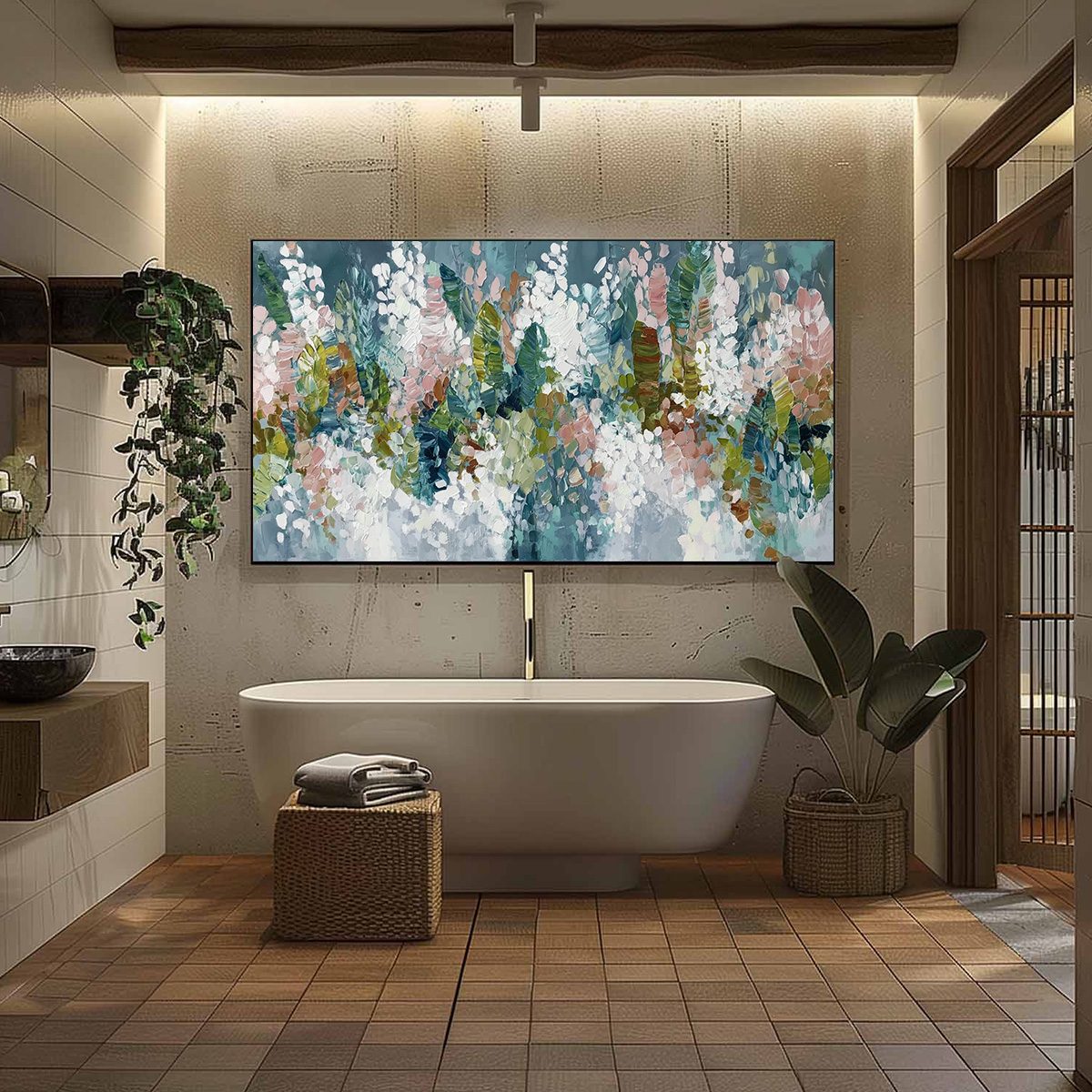 BLOSSOM REVERIE: Textured Abstract Floral Impasto Oil Painting