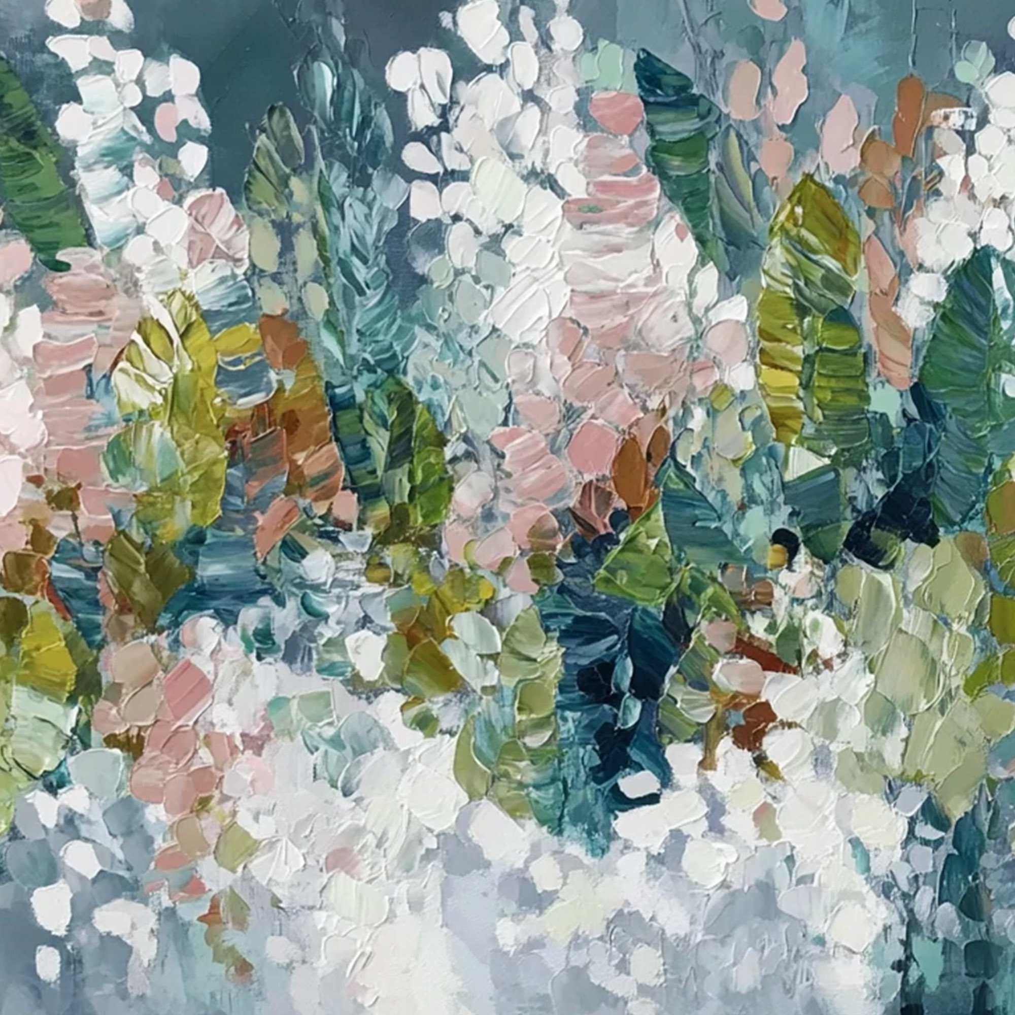 BLOSSOM REVERIE: Textured Abstract Floral Impasto Oil Painting