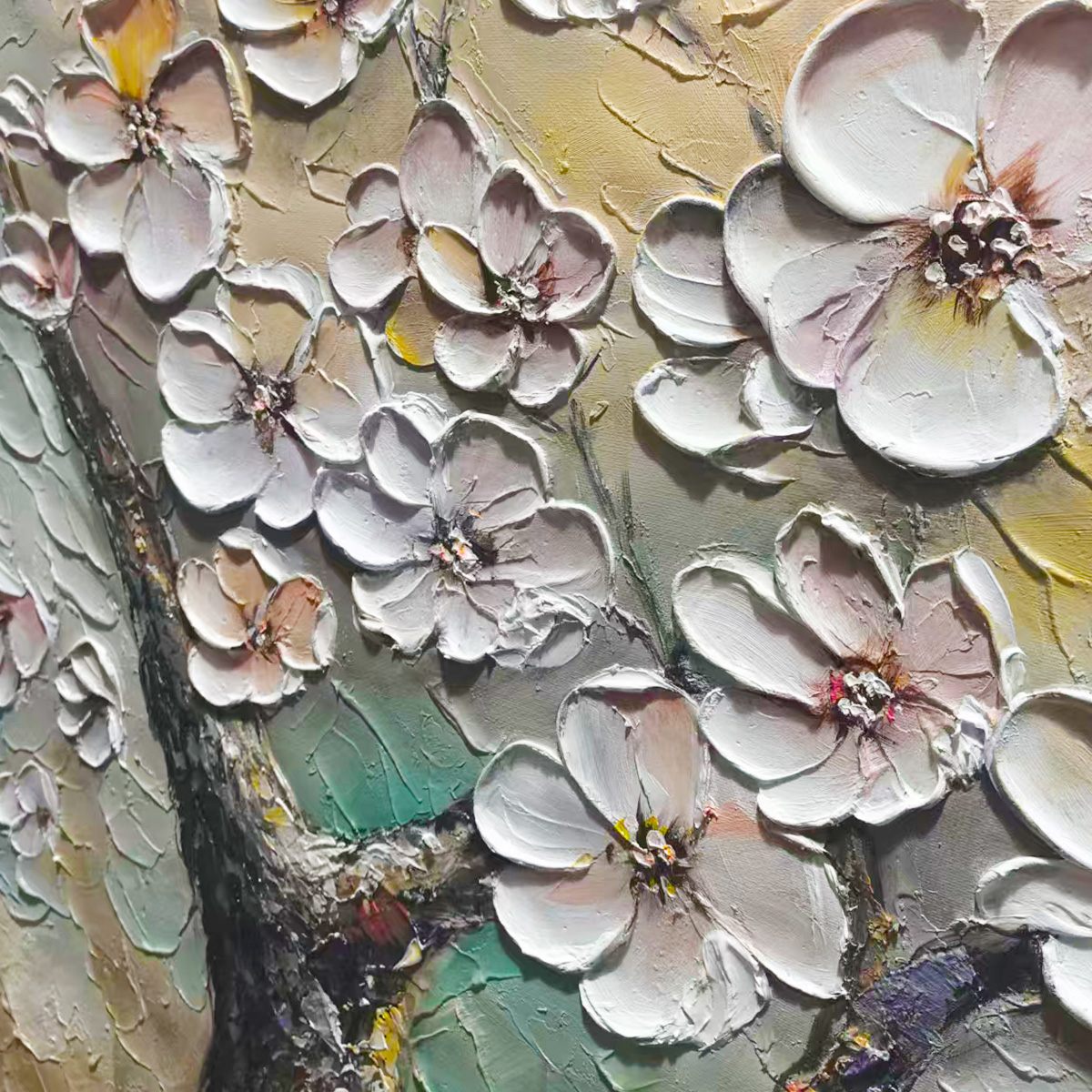BLOSSOM SERENADE: Textured Impasto Cherry Blossom Painting
