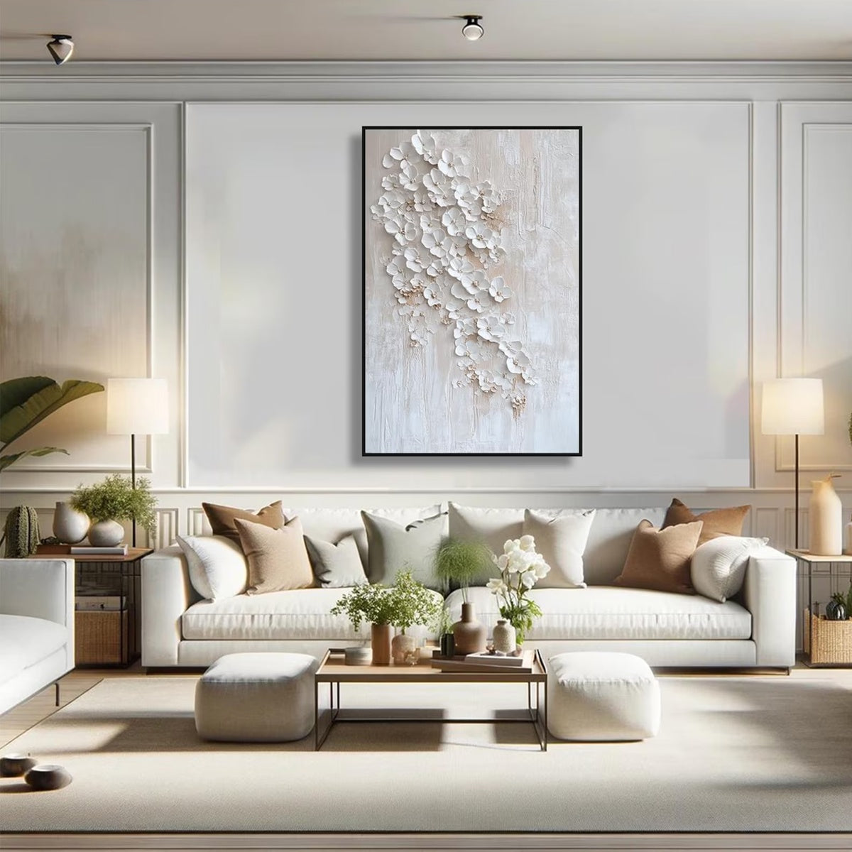 BLOSSOM CASCADE: Textured Wabi Sabi 3D Flower Painting