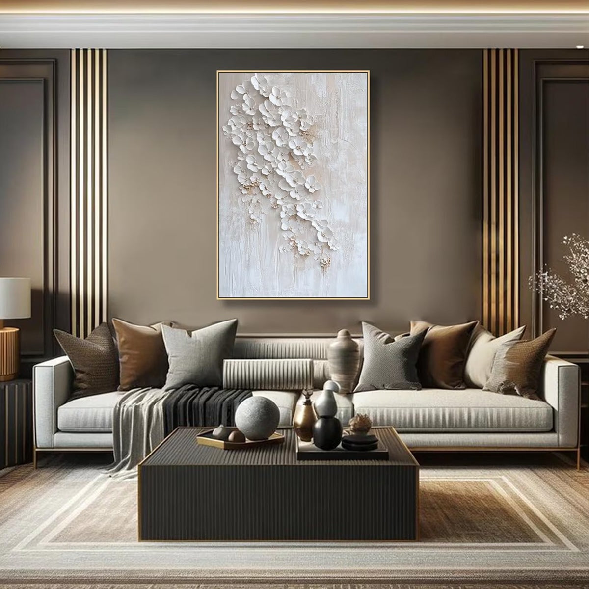 BLOSSOM CASCADE: Textured Wabi Sabi 3D Flower Painting