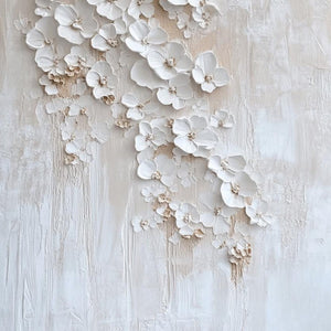 BLOSSOM CASCADE: Textured Wabi Sabi 3D Flower Painting