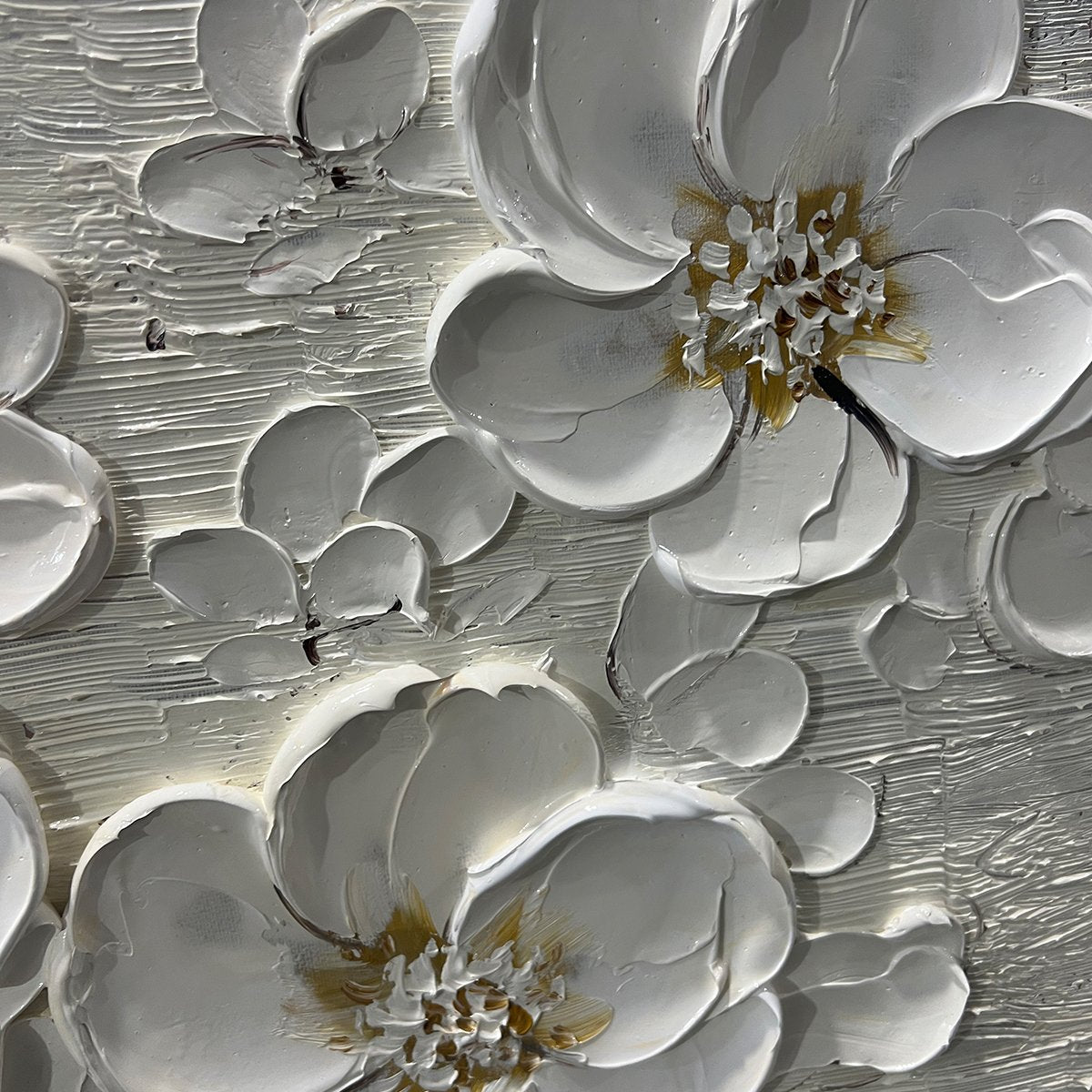 Blossom Serenade: Original Textured Floral Oil Painting - White Flower Wall Art