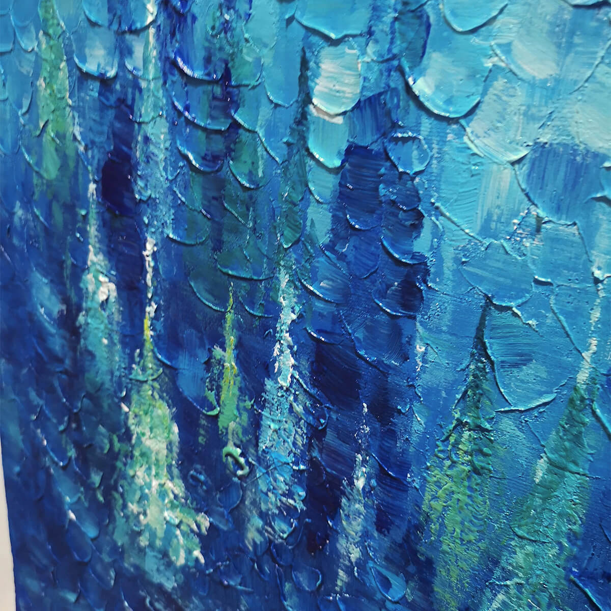 Blue Forest: Textured Forest Painting | Blue Landscape Wall Art