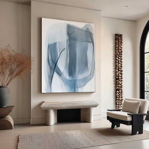 BLUE WHISPERS Abstract Minimalist Oil Painting