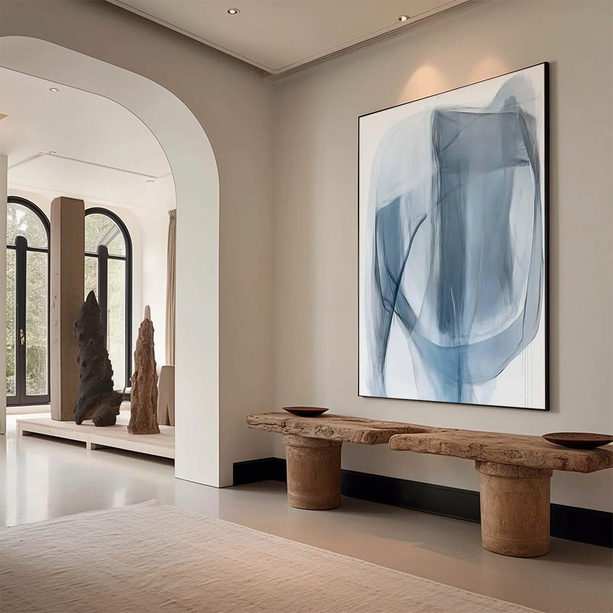 BLUE WHISPERS: Abstract Minimalist Oil Painting